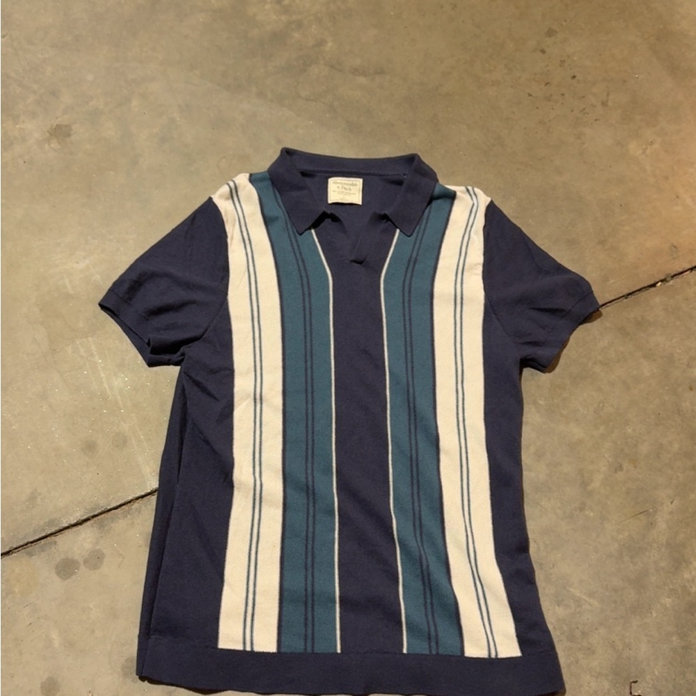 Abercrombie & Fitch blue striped polo shirt